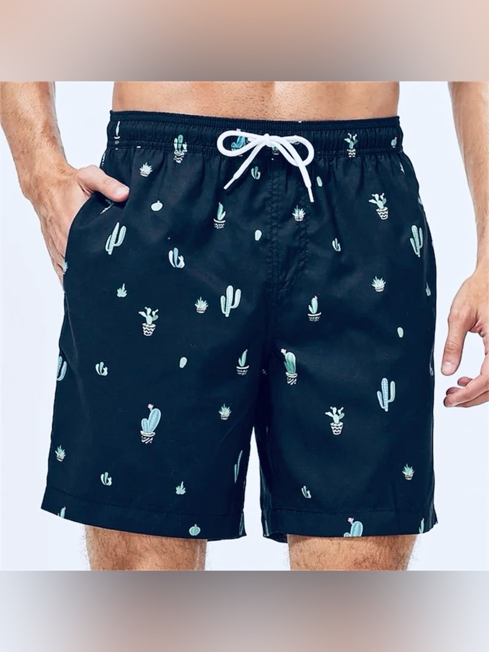 GOODTHREADS SIZE XXL MEN’S CACTUS SWIM SHORTS TRUNKS GOLF WASTE MANAGEMENT NAVY